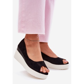 Naisten sandaalit kiilaan Eco mokkanan mustalla 1