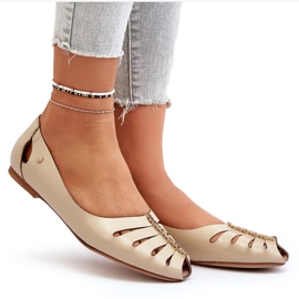 Zazoo 10009 Mukava nahkainen naisten balleriinit beige 6