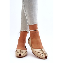 Zazoo 10009 Mukava nahkainen naisten balleriinit beige 4