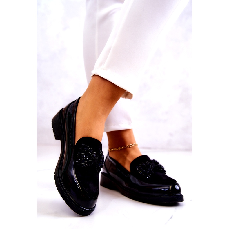 S.Barski Naisten lakattu lafefer -mokkasiinit mustat 1