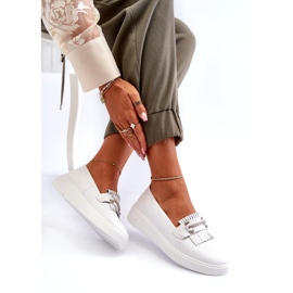 S.Barski Kevyet nahkaiset naisten leipomot Białe S. Barski LR590 -alustalla valkoinen 4