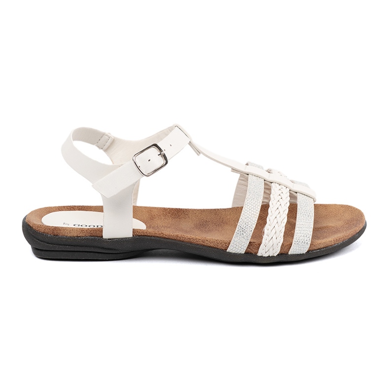 Goodin Valkoisten naisten sandaalit, joissa on sisustetut raidat 1