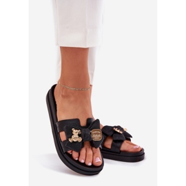 Naisten tossut, joissa on keula ja kultainen rintakoru musta 1