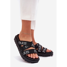 Naisten flip flops Pariisin materiaaliraidat lavalla musta 1