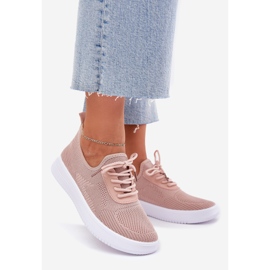 Materiaaliset urheilukengät naisten vaaleanpunaisella alustalla vaaleanpunainen 1