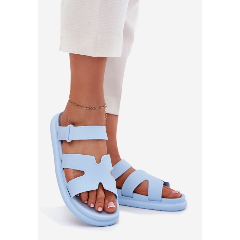 Naisten kumikenkät sinisellä vyöllä sininen 1