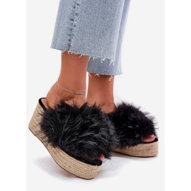 Naisten flip flops kiilalla turkista ja punolla musta 1