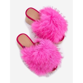 Naisten kiilat kiilalla turkista ja punoksella fuksia vaaleanpunainen 2