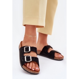 Naisten tossut korkkiympäristöllä, jossa on mustat kiinnittimet 2