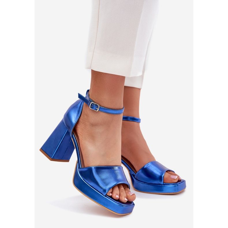 Maalattu naisten sandaalit sinisellä pylväällä sininen 1