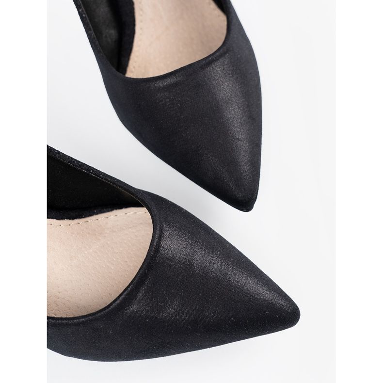 Musta mokkanahka pumput stiletto kantapää 1