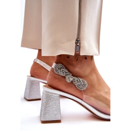 S. BARSKI Tyylikkät naisten pumput MR91292-1 hopealla zirkonilla 5