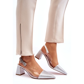 S. BARSKI Tyylikkät naisten pumput MR91292-1 hopealla zirkonilla 4