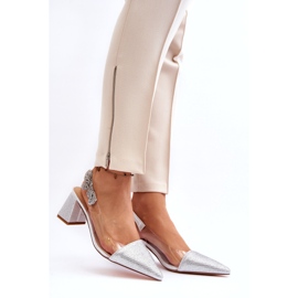 S. BARSKI Tyylikkät naisten pumput MR91292-1 hopealla zirkonilla 2