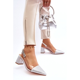 S. BARSKI Tyylikkät naisten pumput MR91292-1 hopealla zirkonilla 3