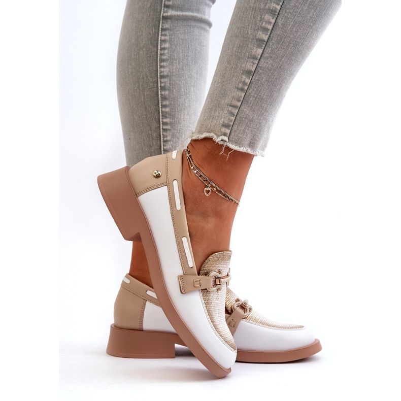 Maciejka Leather Loafers 06493-11 valkoinen ja beige 4