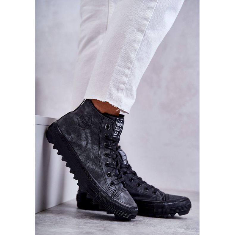 Big Star Naisten iso tähti eristetty musta GG274069 lenkkarit harmaa 4