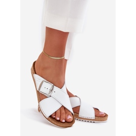 Naisten nahkatohvelit inblu VO0004gu -solki valkoinen 1