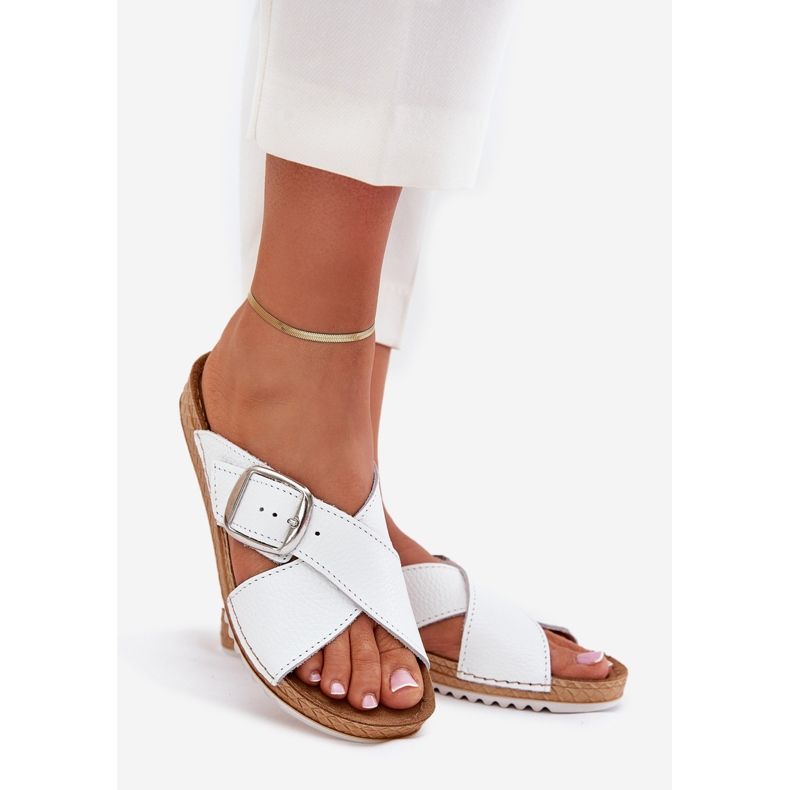 Naisten nahkatohvelit inblu VO0004gu -solki valkoinen 1