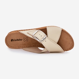 Naisten nahkainen flops inblu VO0004gu Buckle Beige 2