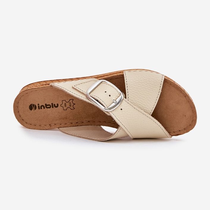 Naisten nahkainen flops inblu VO0004gu Buckle Beige 2