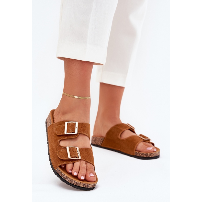 Boto Naisten flip flops, jossa on kultaiset kiinnittimet ja kamelin luner -ompelut ruskea 2