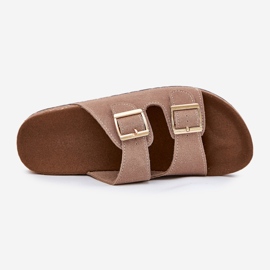 Boto Naisten flip flops, jossa on kultaiset kiinnittimet ja ompelee Khaki Luner beige 2