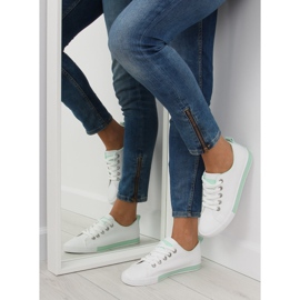 Valkoiset naisten tennarit A88-07 vihreät valkoinen 2