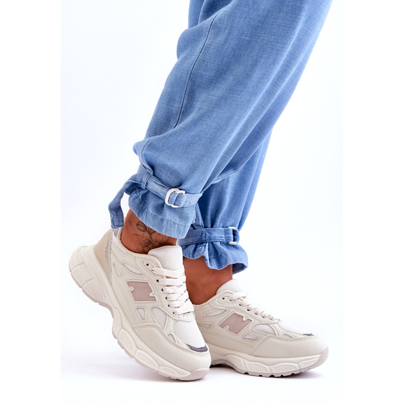 Naisten urheilukengät beige -verkkoon 3