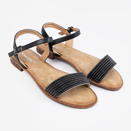 Shelvt Mustat sandaalit tasaisella pohjalla 1