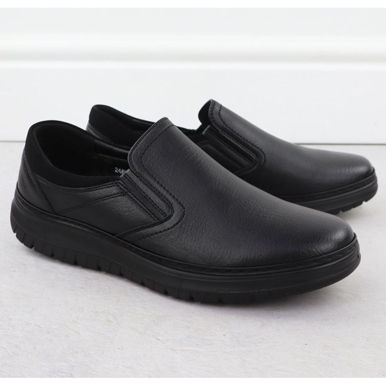 Miesten kengät tyylikäs liukuva musta Unisoft 7155 1