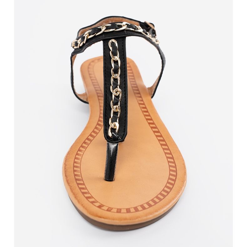 Shelvt Sandaalit, joissa koristeellinen ketju on litteä musta 2