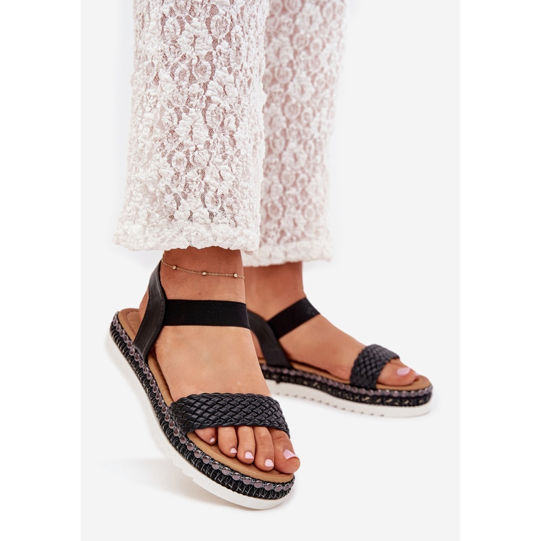 Boto Naisten sandaalit punoksella sisustetulla alustalla musta Velara 1