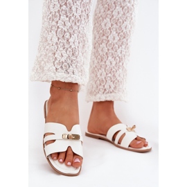 Boto Litteät naisten flopsit hihnalla ja kultaisella yksityiskohtaisella valkoisella Kerenzalla valkoinen 2