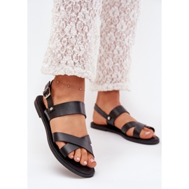 Boto Litteät naisten sandaalit, joissa on ekologinen nahka musta kalira 2