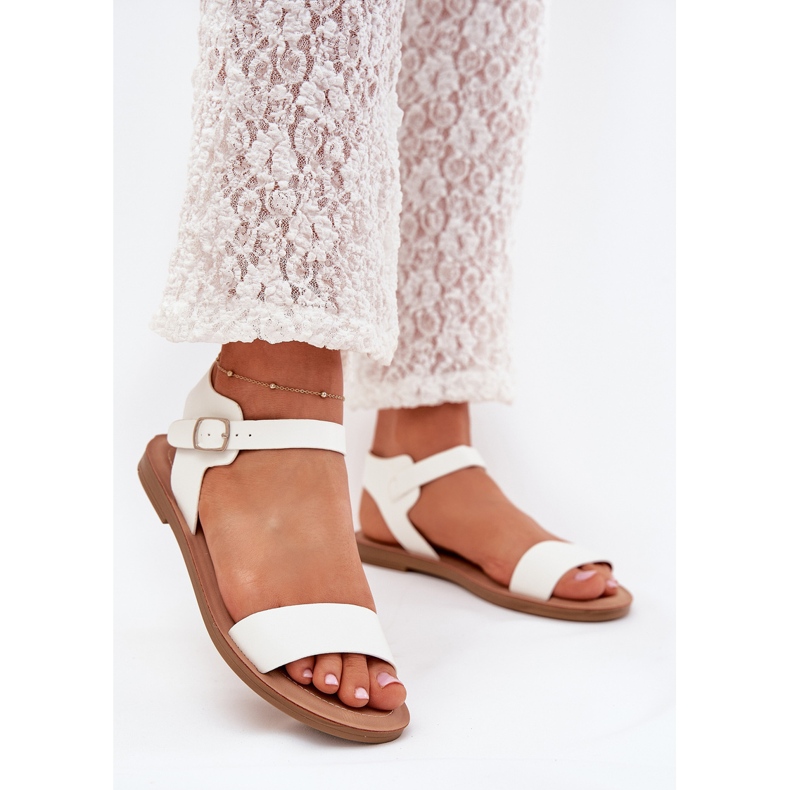 Boto Flat -Pested Women's Sandaalit Eco Leather White Kivarra valkoinen 2