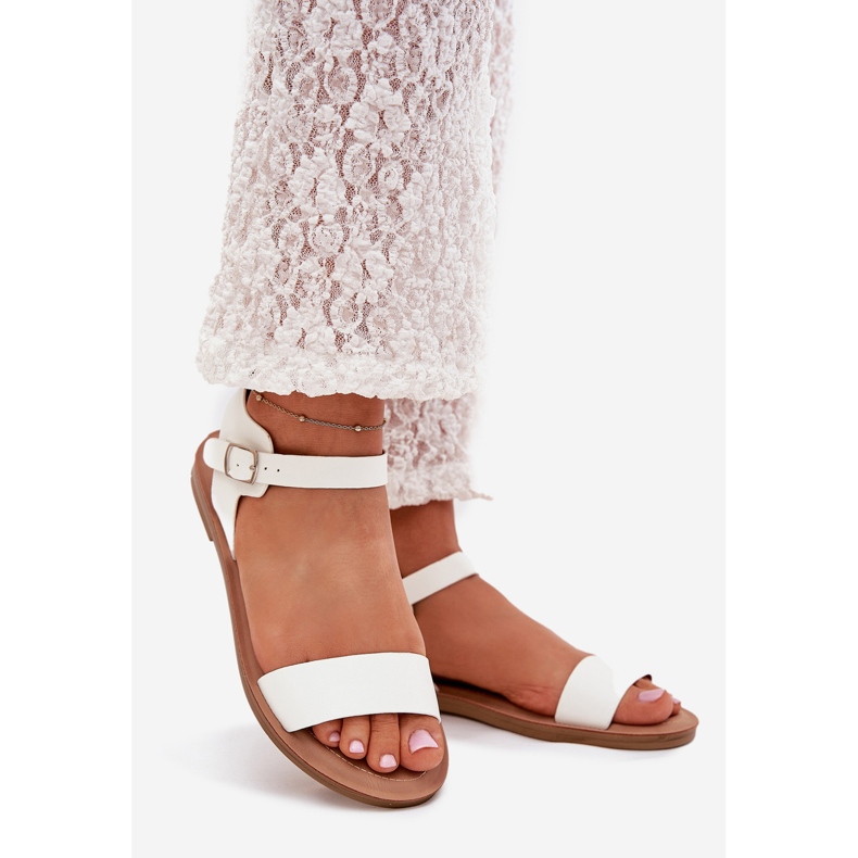 Boto Flat -Pested Women's Sandaalit Eco Leather White Kivarra valkoinen 1