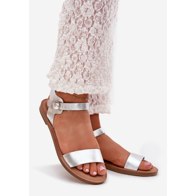 Boto Litteät kantapää sandaalit eko nahka hopea kivara 1