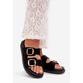 Boto Naisten flip flops lavalla kultaisilla soljilla musta verena 1