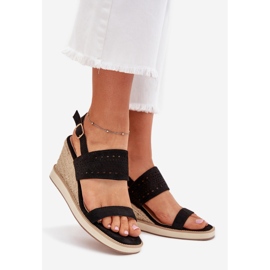 Boto Naisten avoimet sandaalit kiilaksi mustalla zolira -punolla 1