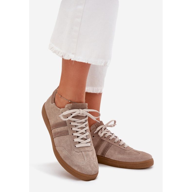 Zazoo N1068 mokkanahka Low Women's Dark Sneakers beige 1