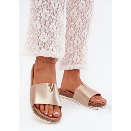 Boto Naisten flip flops korkkialustalla, jossa on koristeelliset yksityiskohdat kultaisesta Vessirasta kultainen 2