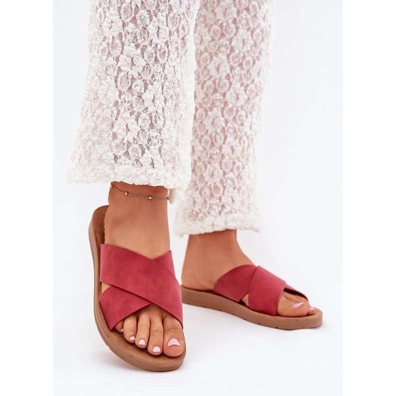 Boto Naisten tohvelit, joissa on ekologinen nahkainen viininpunainen lorana 2