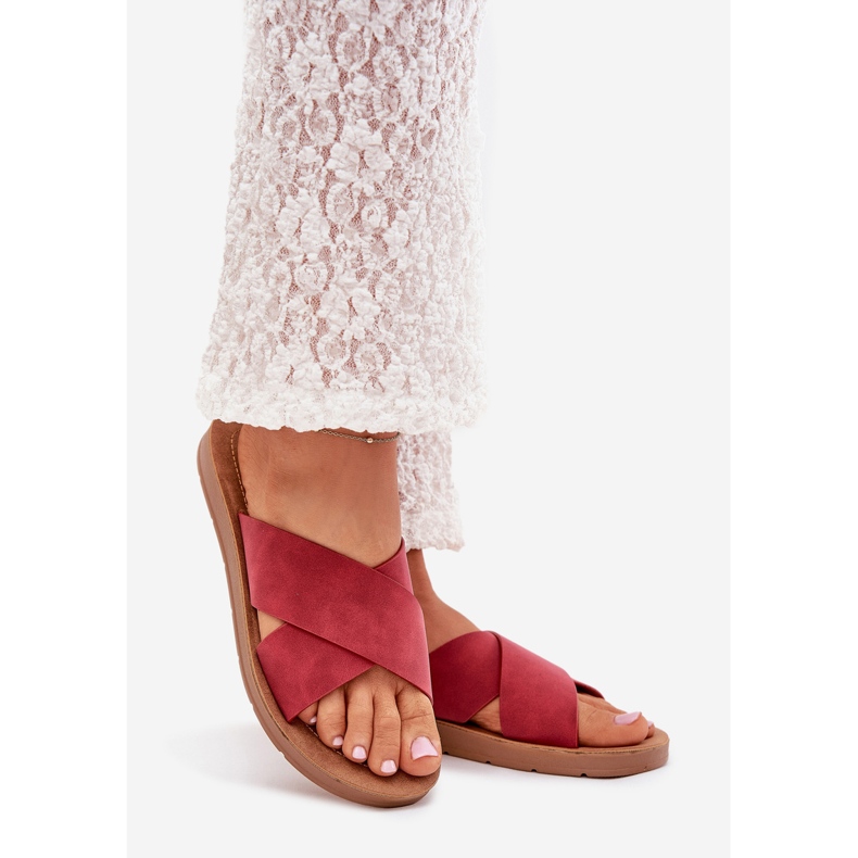 Boto Naisten tohvelit, joissa on ekologinen nahkainen viininpunainen lorana 1