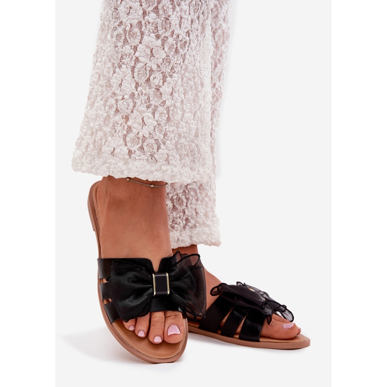 Boto Litteät naisten läpimurtot, joissa on tylli keula mustalla taniralla 1