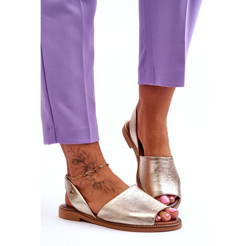 Zazoo Nahkapitos -Naisten kultaiset metalliset sandaalit kultainen 2