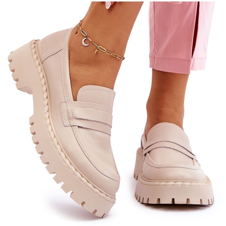 Big Star Naisten iso tähti LL274457 nahka -mokkasiinit beige 5