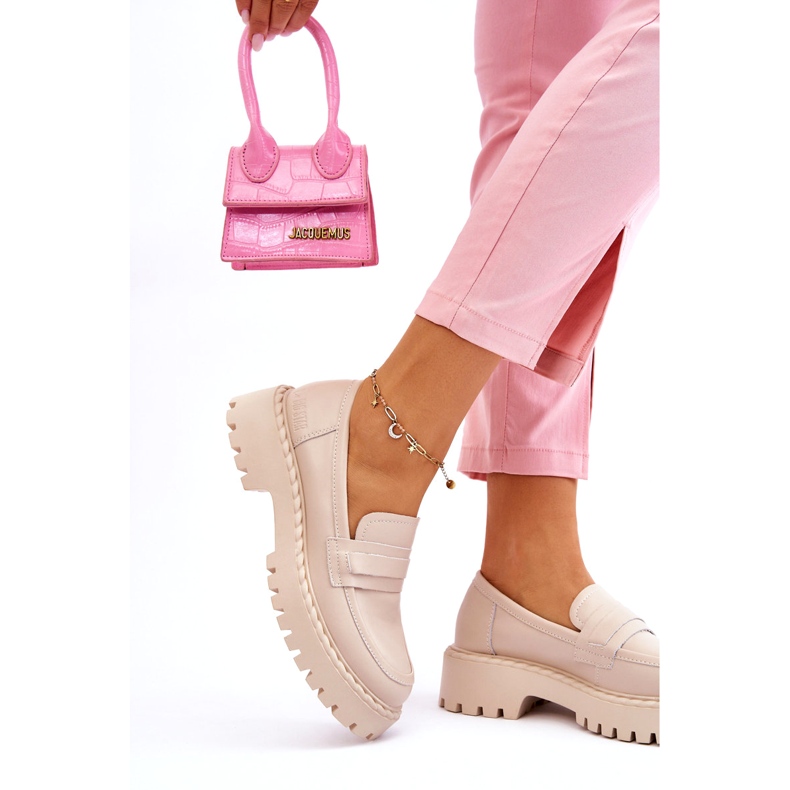 Big Star Naisten iso tähti LL274457 nahka -mokkasiinit beige 2