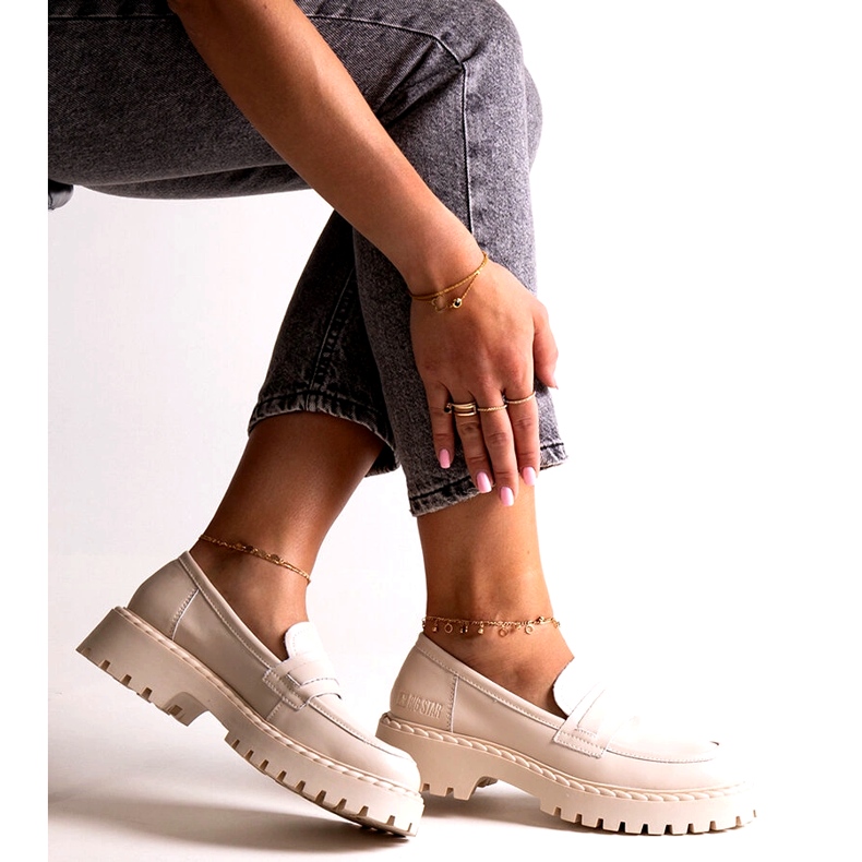 Big Star Naisten iso tähti LL274457 nahka -mokkasiinit beige 7