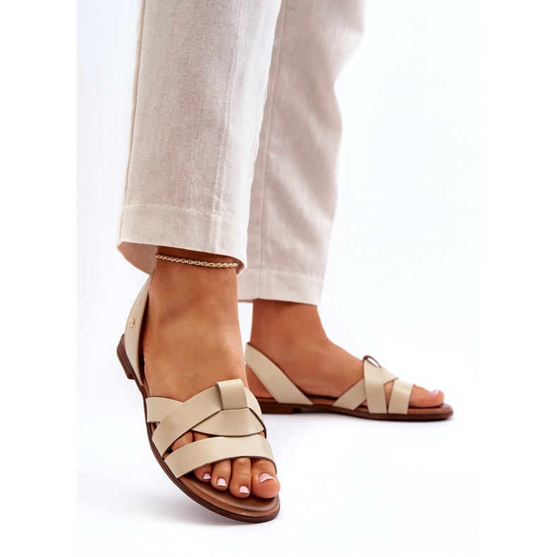 Zazoo 40185 Mukavat nahkasandaalit, beige 1